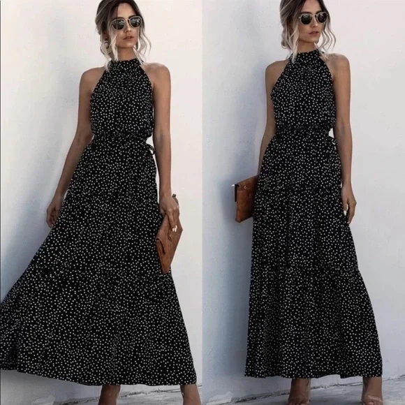 Boho gypsy dot halter maxi dress - Picture 3 of 4